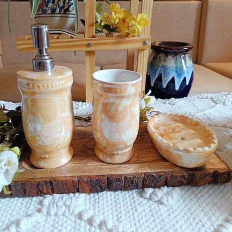 Shiny Brown Bathroom Accessories set of 3
