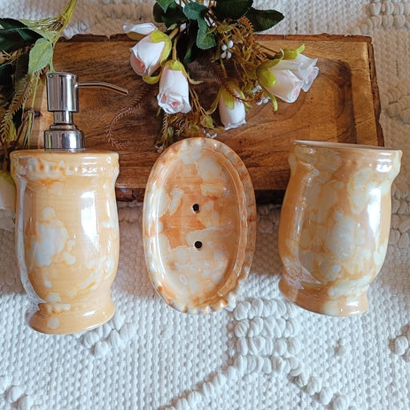 Shiny Brown Bathroom Accessories set of 3