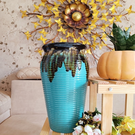 Blue Glacier Flow Cylinderical Pot