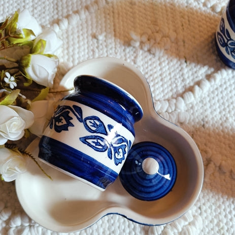 Hand painted Pickle With Lid & Tray Set of 3