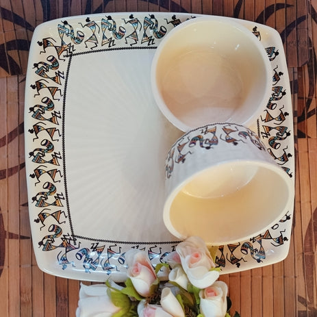 Antique Egyptian Plate with 2 Bowl -Set of 3