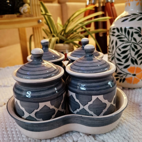 Shibori Printed Pickle Jar Set of 4