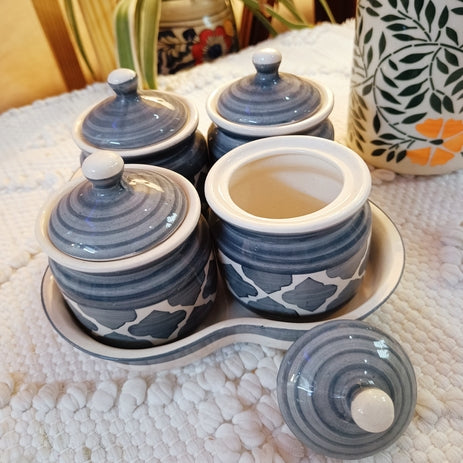 Shibori Printed Pickle Jar Set of 4