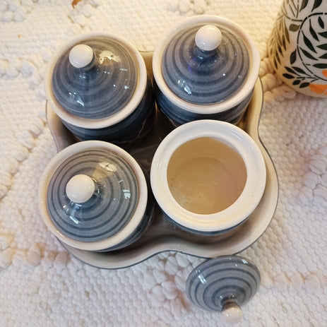 Shibori Printed Pickle Jar Set of 4
