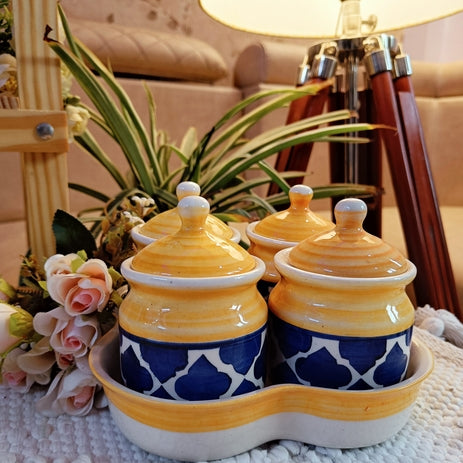 Shibori Printed Pickle Jar Set of 4