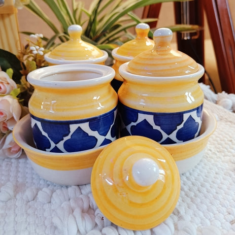 Shibori Printed Pickle Jar Set of 4