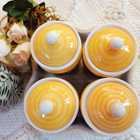 Shibori Printed Pickle Jar Set of 4