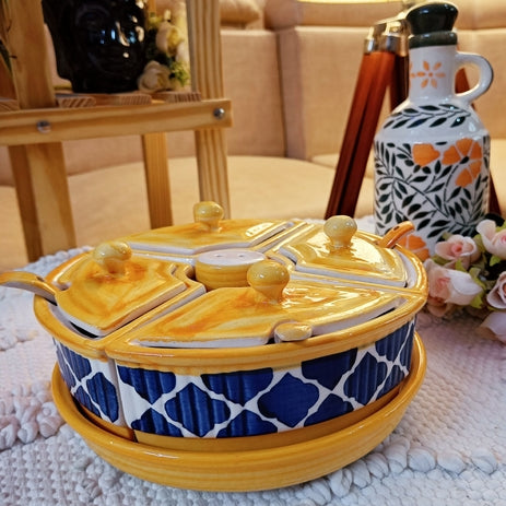Shibori Printed Pickle jar set of 5
