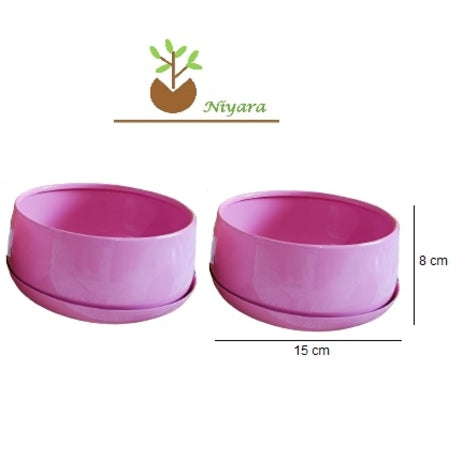 NIYARA Pink Color 2 pcs Combo Metal Tabletop Planters Pot for Indoor Plants with Tray Plant Containers Balcony Decoration Size :Medium (8cmX15 cm, Rectangle)