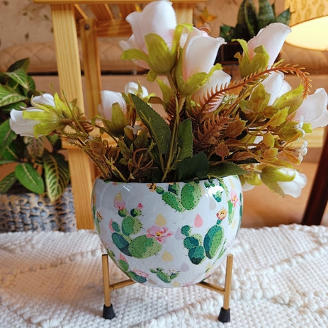 Cactus Print Tabletop Planter Pot (Rectangle)