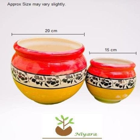 Mughal Style planters Pot Set of 2 Color - Red & Yellow