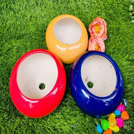 Donut Shape Colorful Pots Planters Set of 3