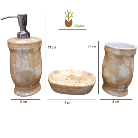 Shiny Brown Bathroom Accessories set of 3
