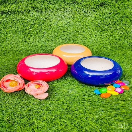 Donut Shape Colorful Pots Planters Set of 3