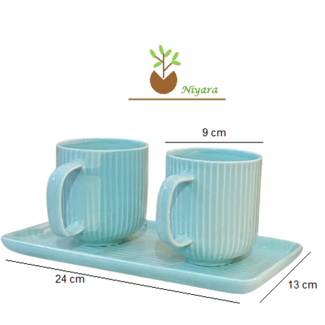 Fresh And Wild Mug Set of 3 ( 2 Cups and 1 Tray)