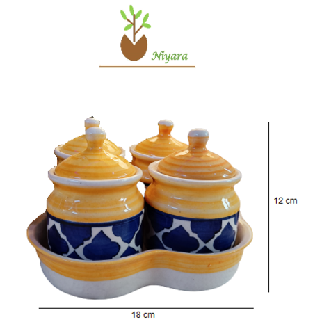 Shibori Printed Pickle Jar Set of 4