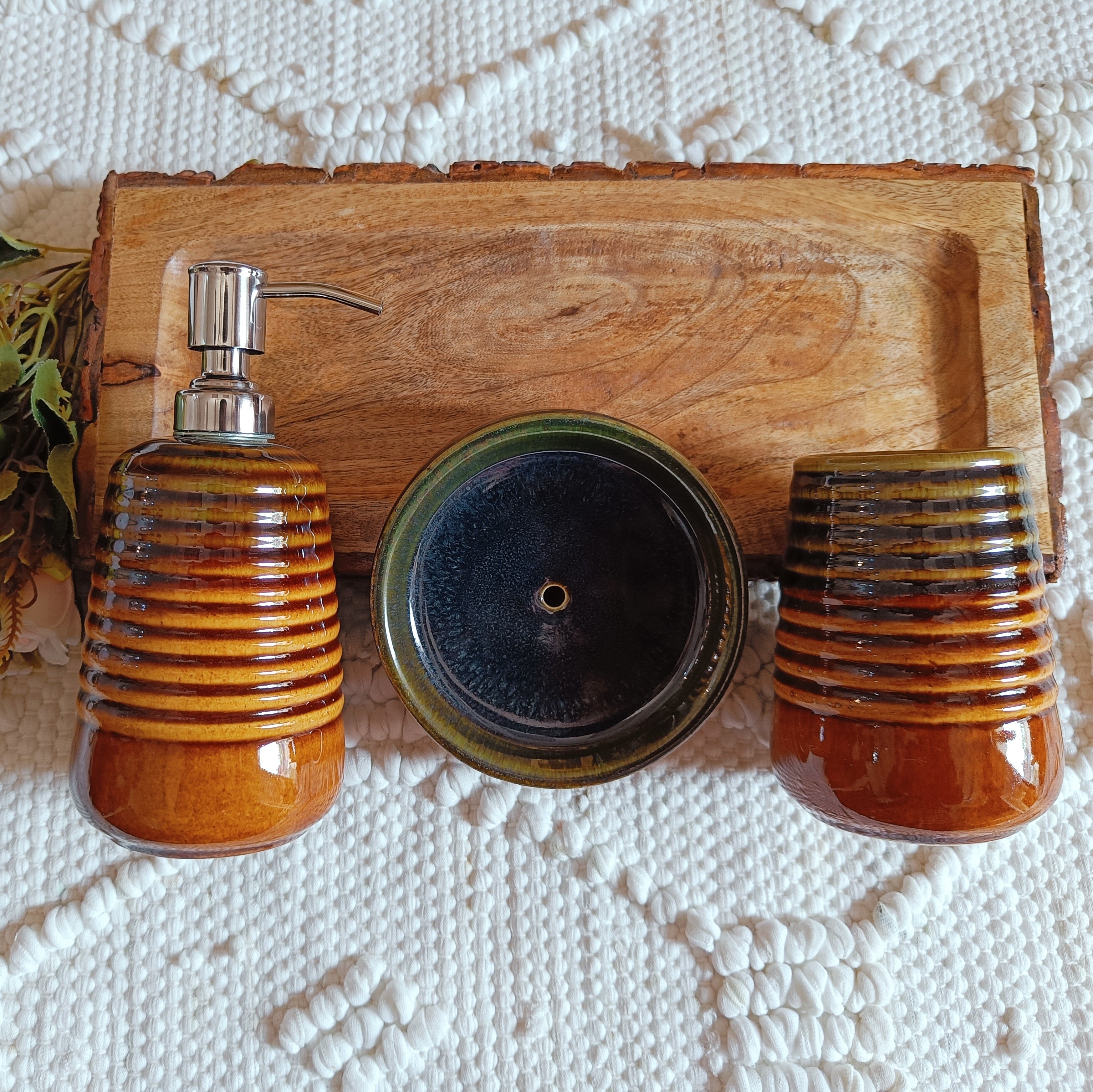 Cinnamon Colour Bathroom Accessories set of 3