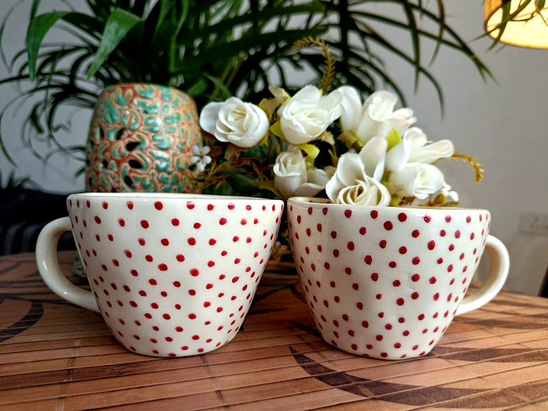 Polka Dot Coffee Mug Set of 2