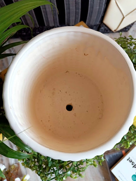 White Doted Style Planter Pots Size -10 inch