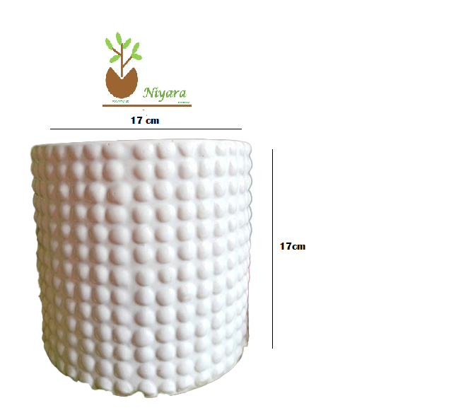 White Doted Style Planter Pots Size - 7 inch