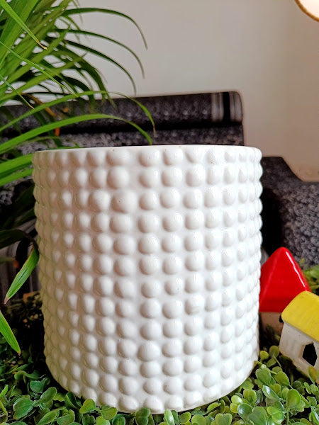 White Doted Style Planter Pots Size -10 inch