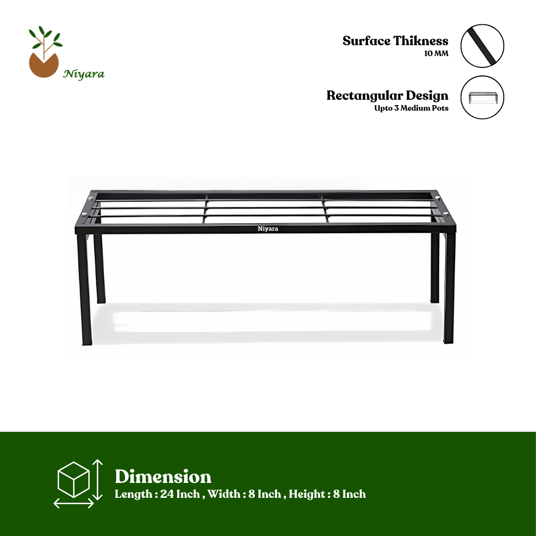 Metal Planter Stand Long 61 Cm/ 24 Inches) (Set Of 2 [ Height 8 Inch]