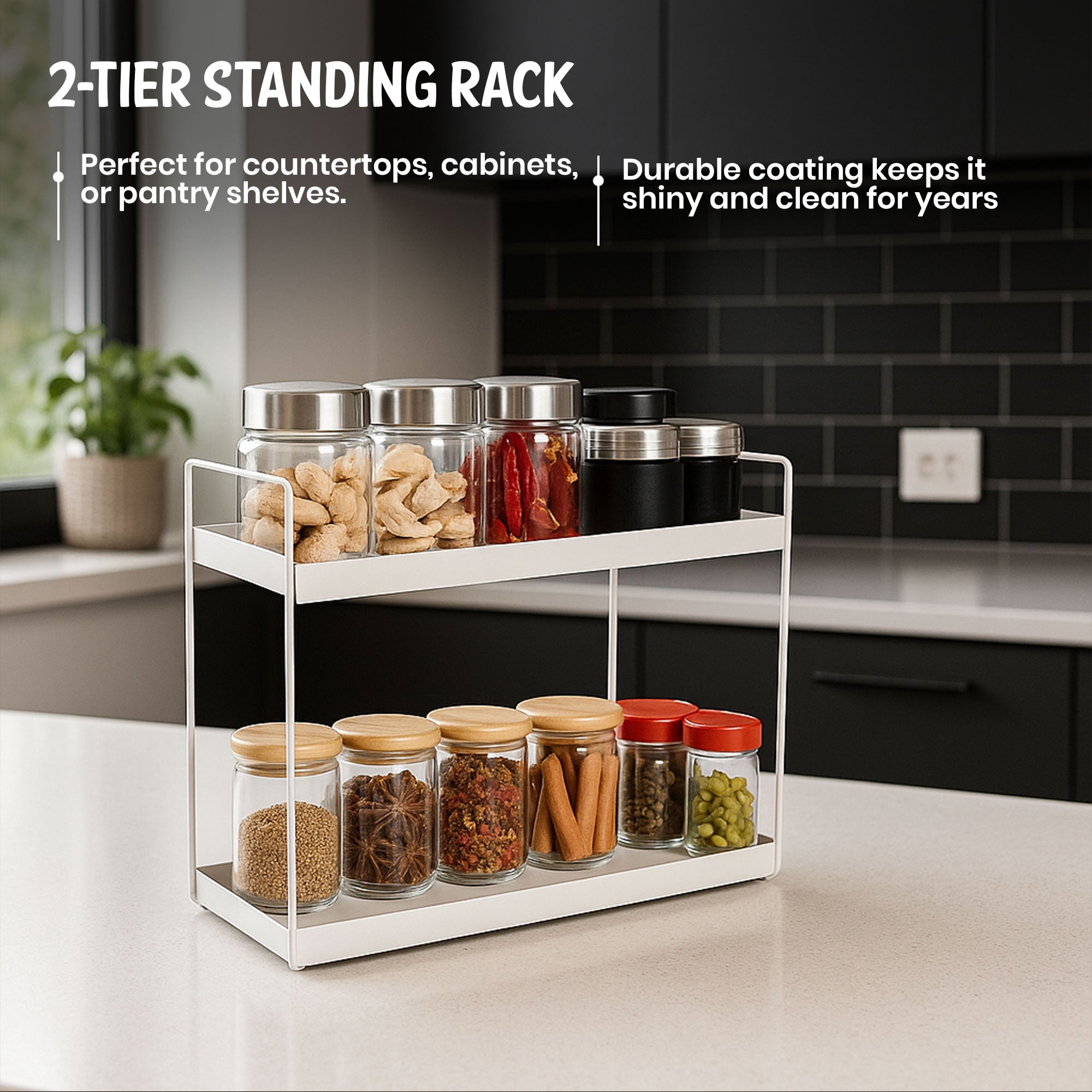 Square White 2-tier Spice rack