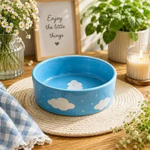 Blue Cloud Printed Ceramic Serving Bowl | Wide Round Multipurpose Bowl for Snacks, Soup, Cereal, Salad, Noodles and Desserts