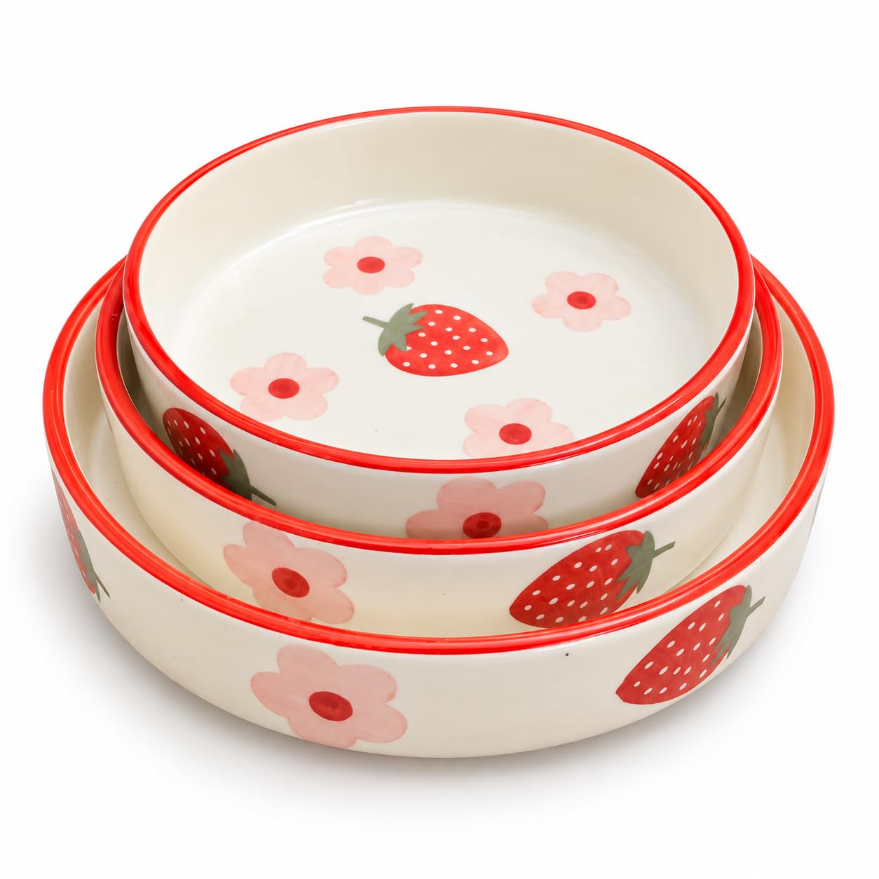 Niyara Red Strawberry salad bowls set of 3