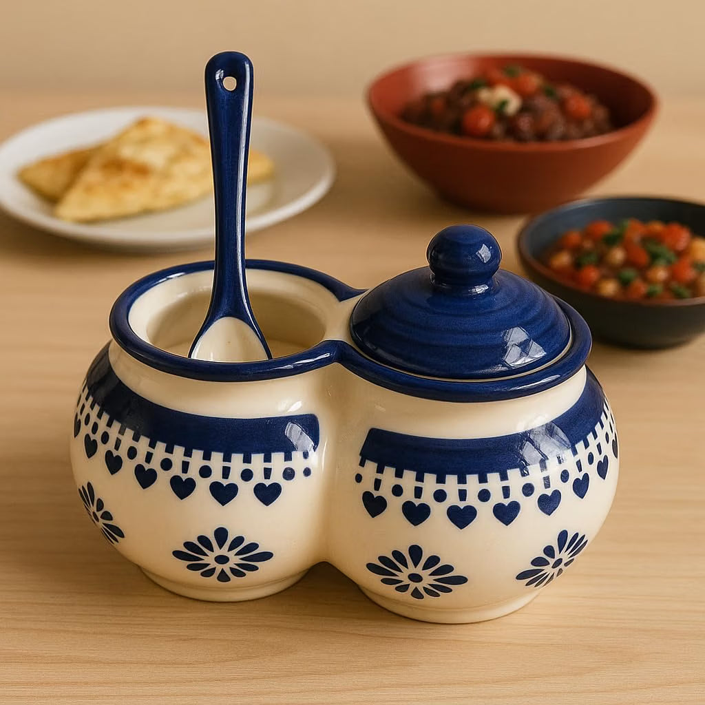 Niyara blue jhalar lota design pickle set of 2