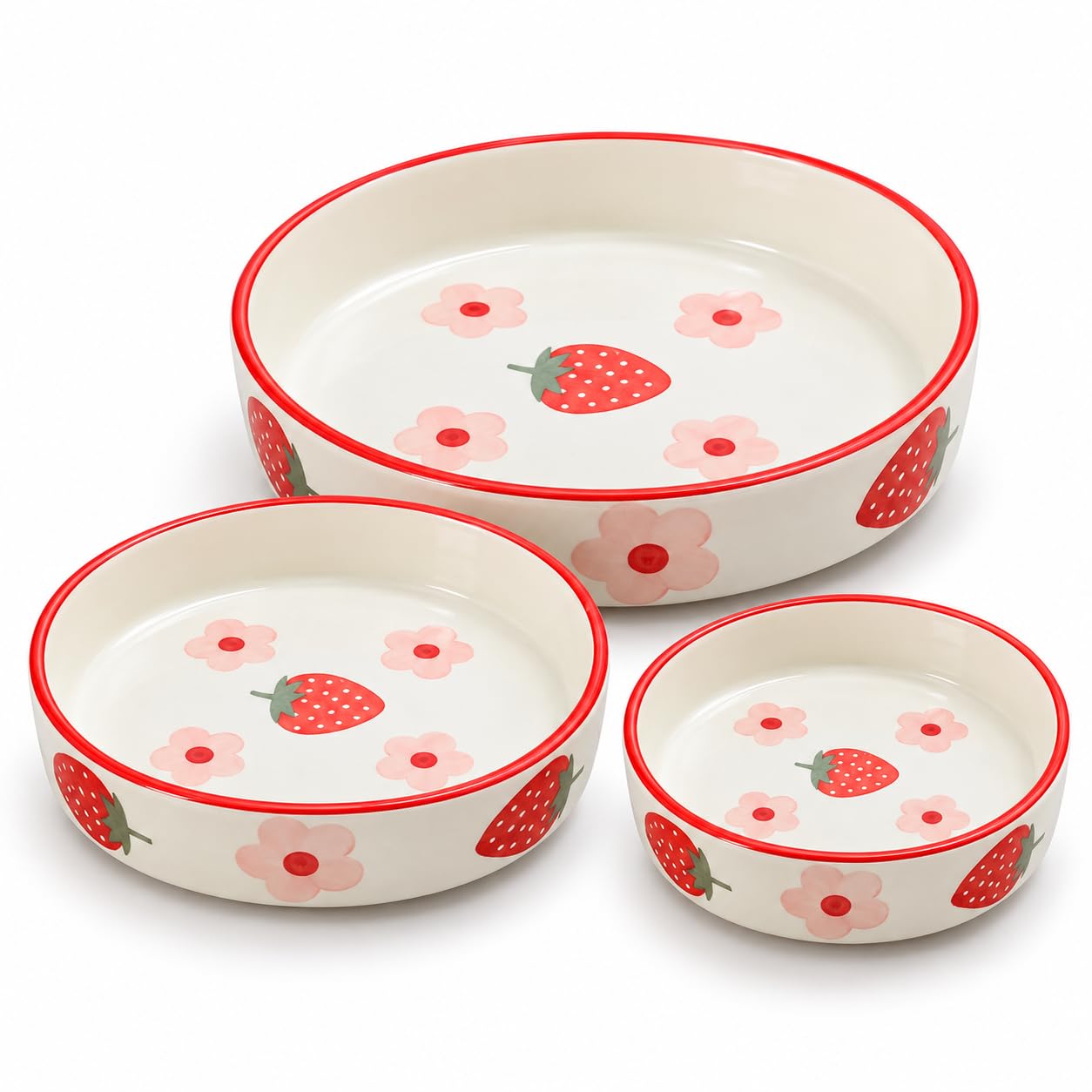 Niyara Red Strawberry salad bowls set of 3