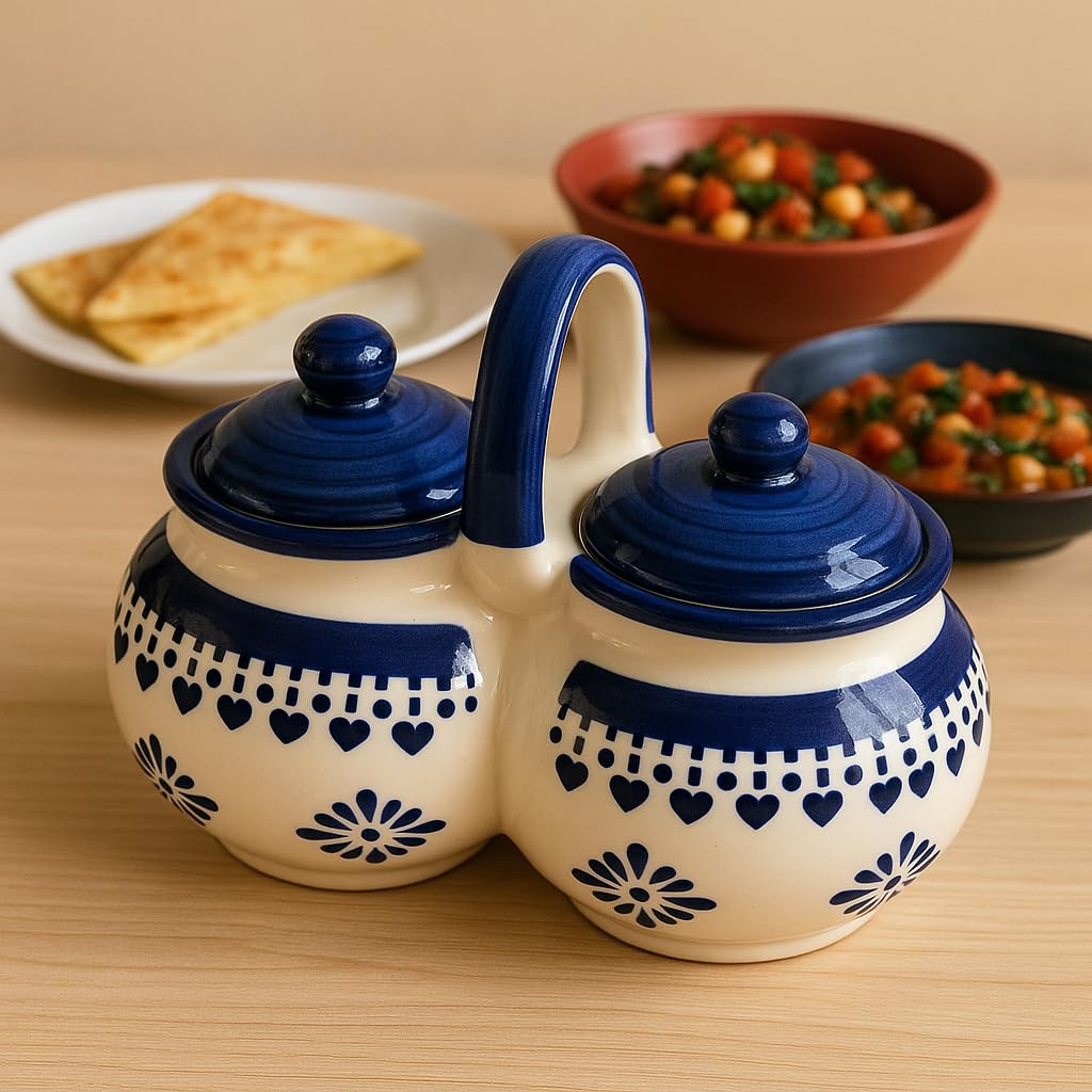 Niyara blue jhalar lota design pickle set of 2