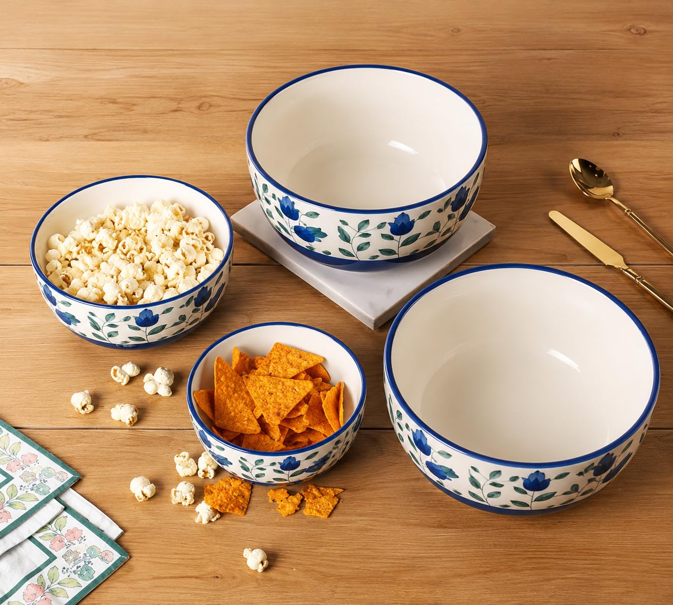 Niyara Blue leaf bowls set of 4