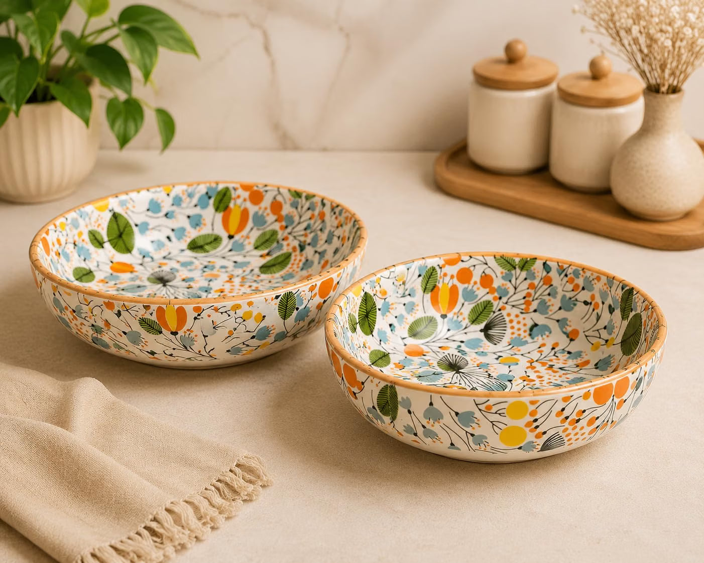 Niyara Premium Orange leaf bowls set of 2