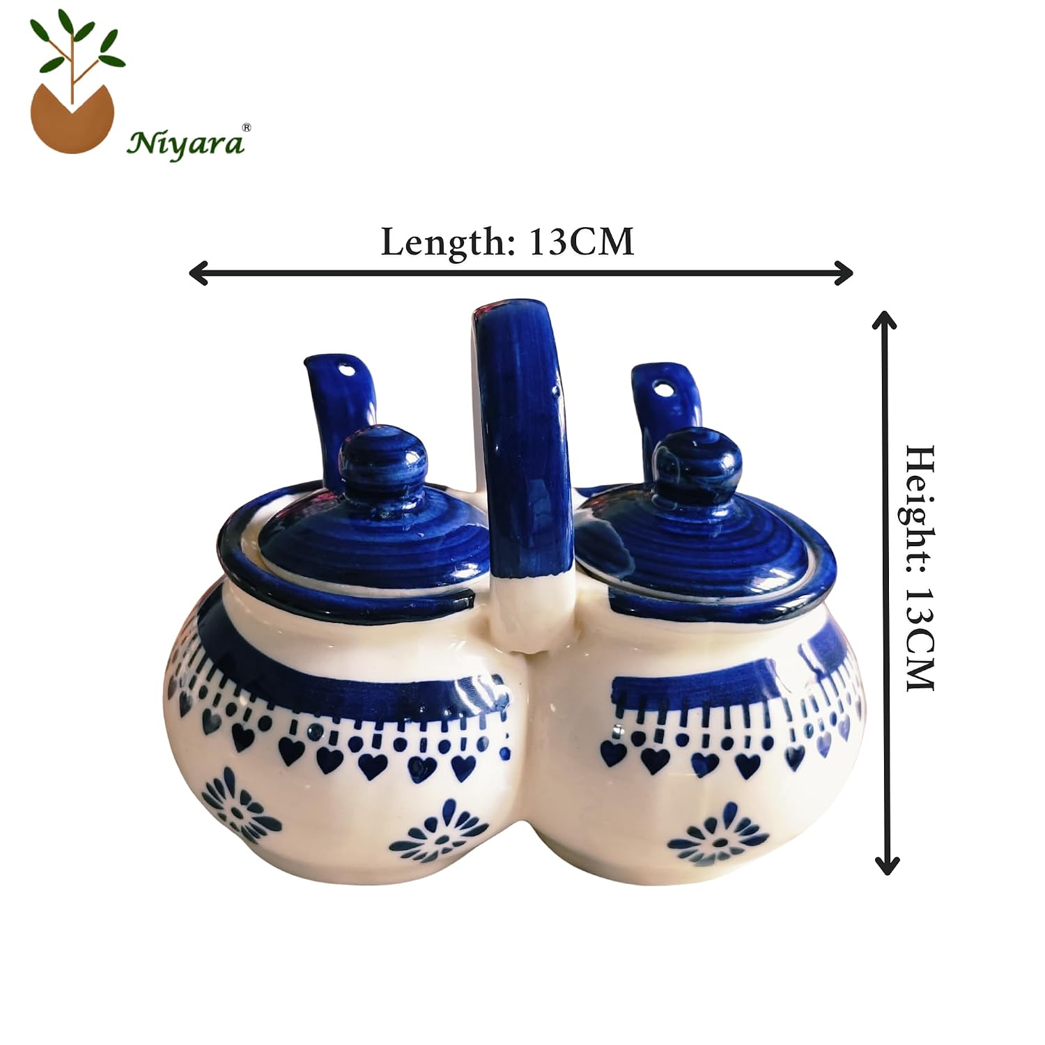 Niyara blue jhalar lota design pickle set of 2