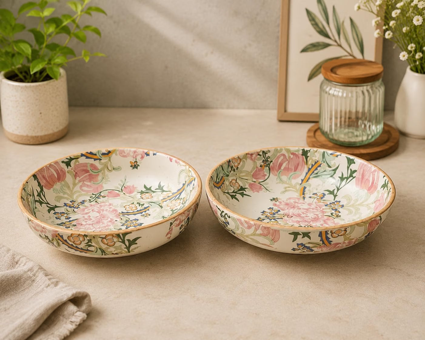 Niyara Premium floral bowls set of 2
