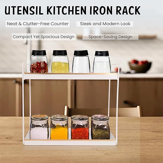2-Tier Spice Rack White With golden