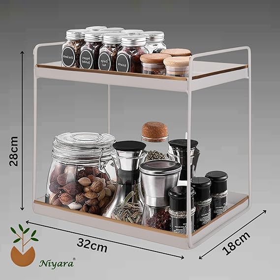 2-Tier Spice Rack White With golden