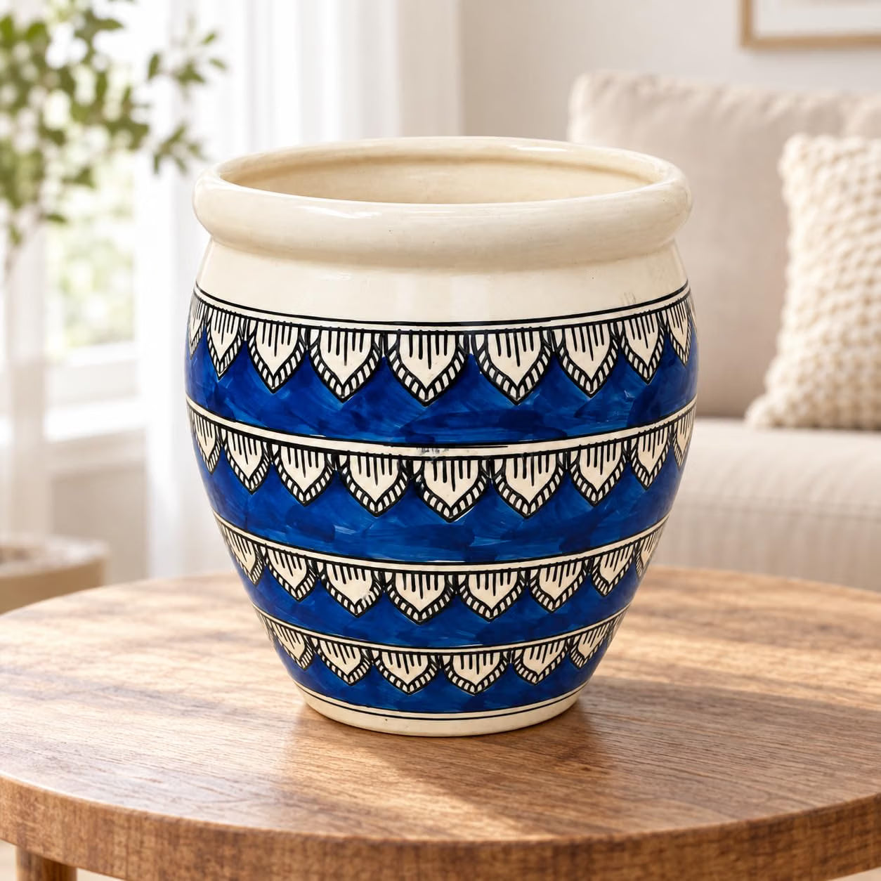 Niyara Blue Handpainted Pot 10 inch