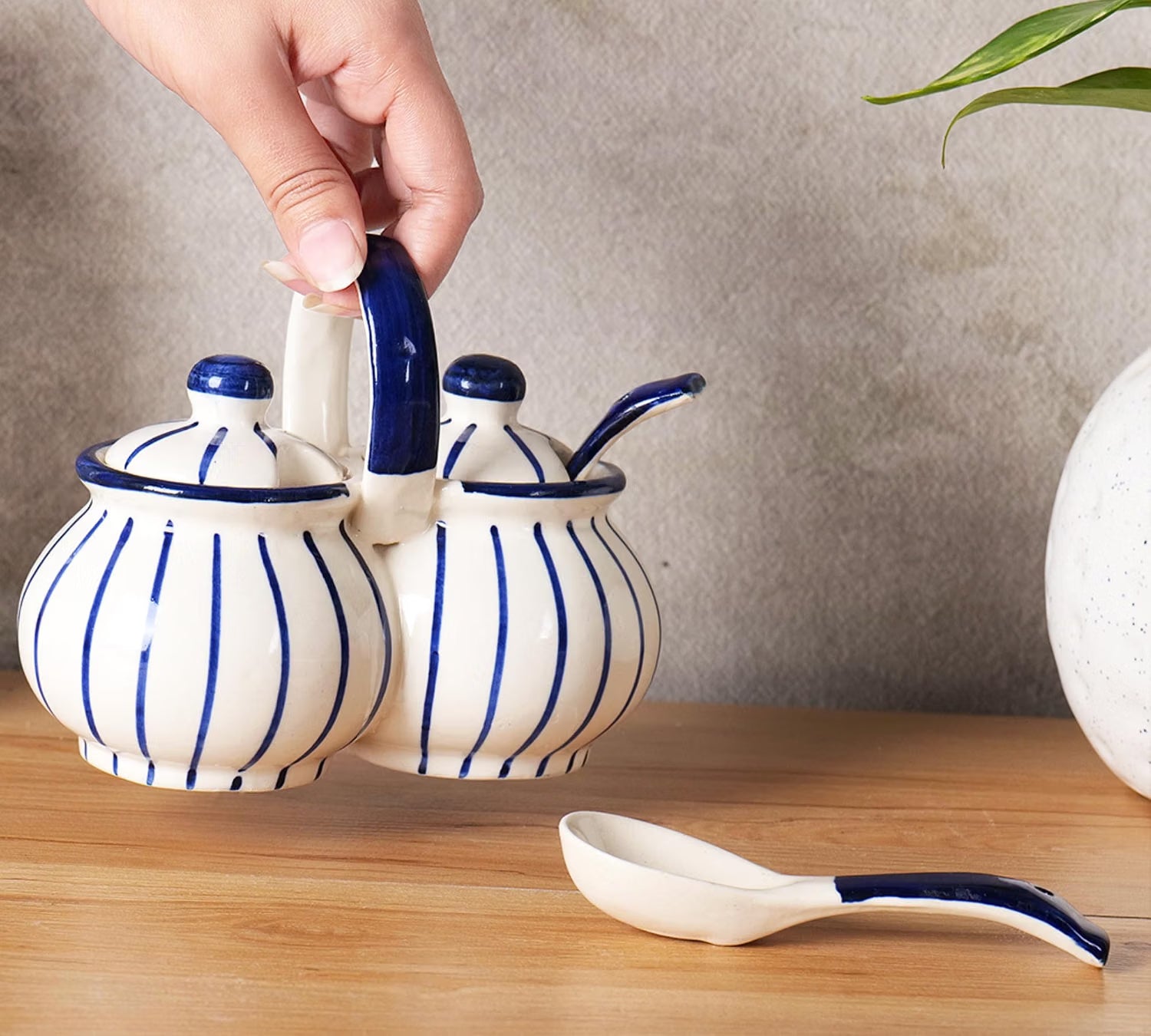 Niyara Blue line lota pickle design set of 2