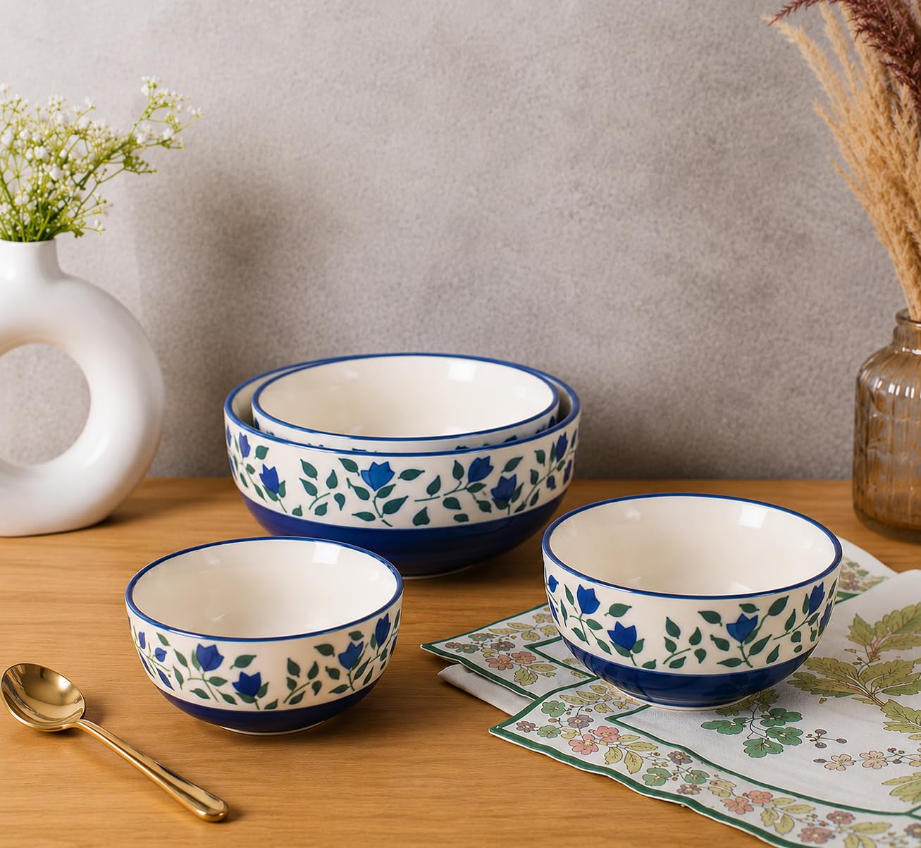 Niyara Blue leaf bowls set of 4