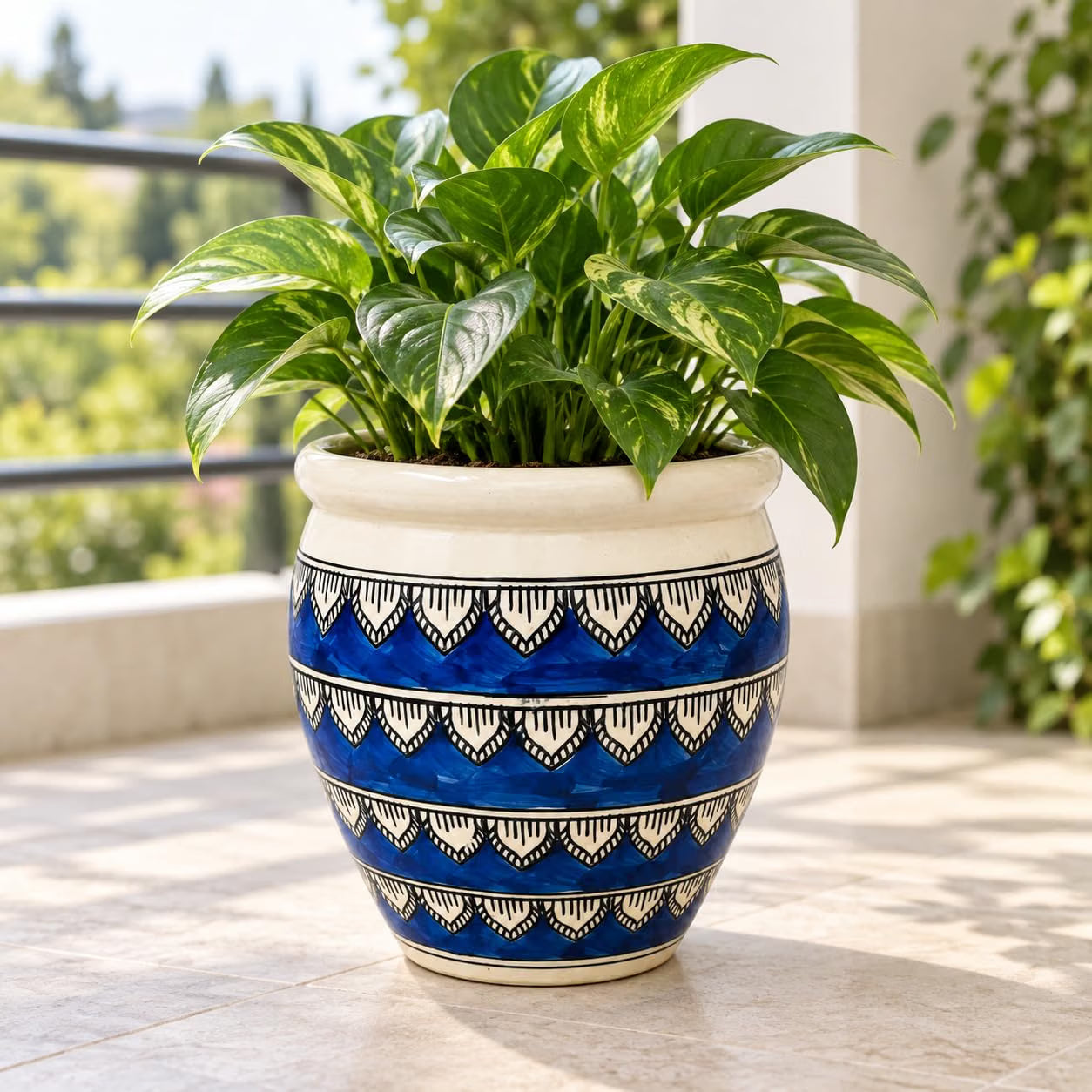 Niyara Blue Handpainted Pot 10 inch