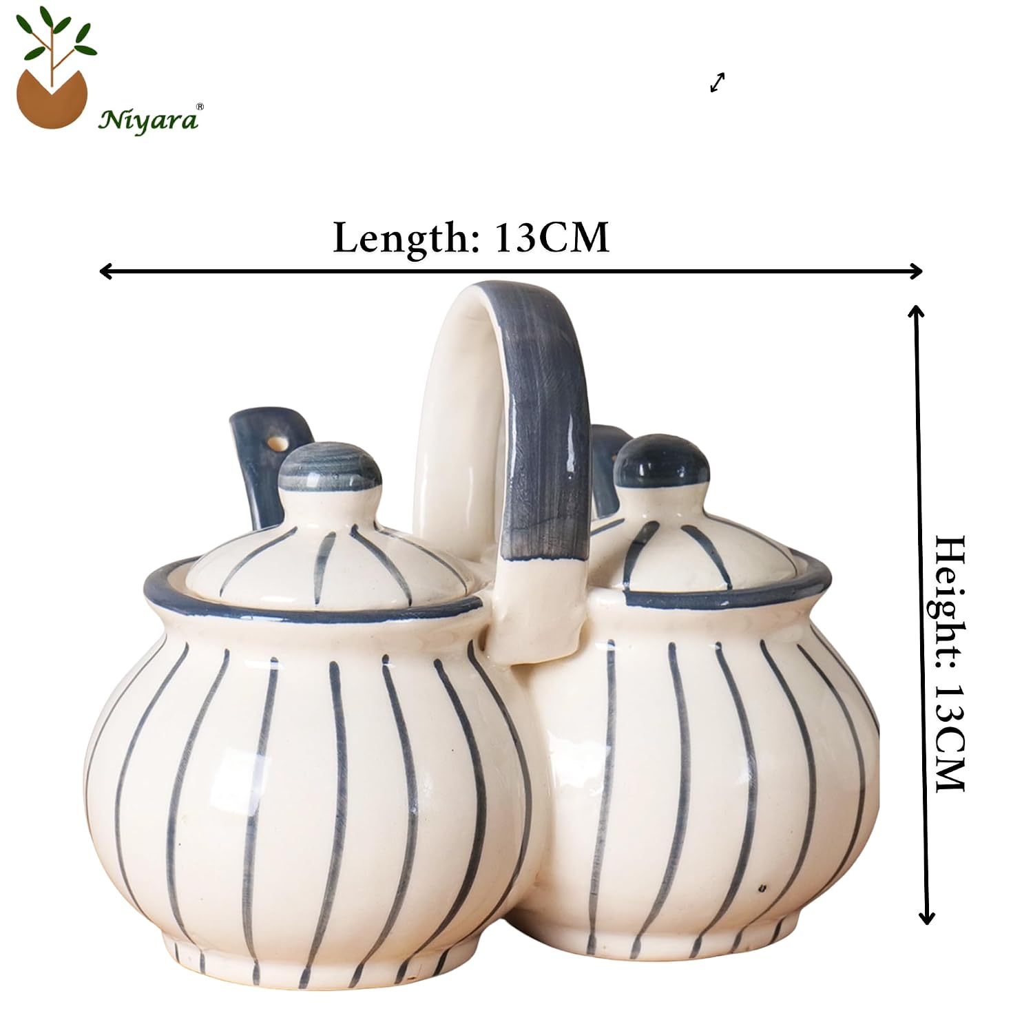 Niyara Grey line lota design pickle set of 2