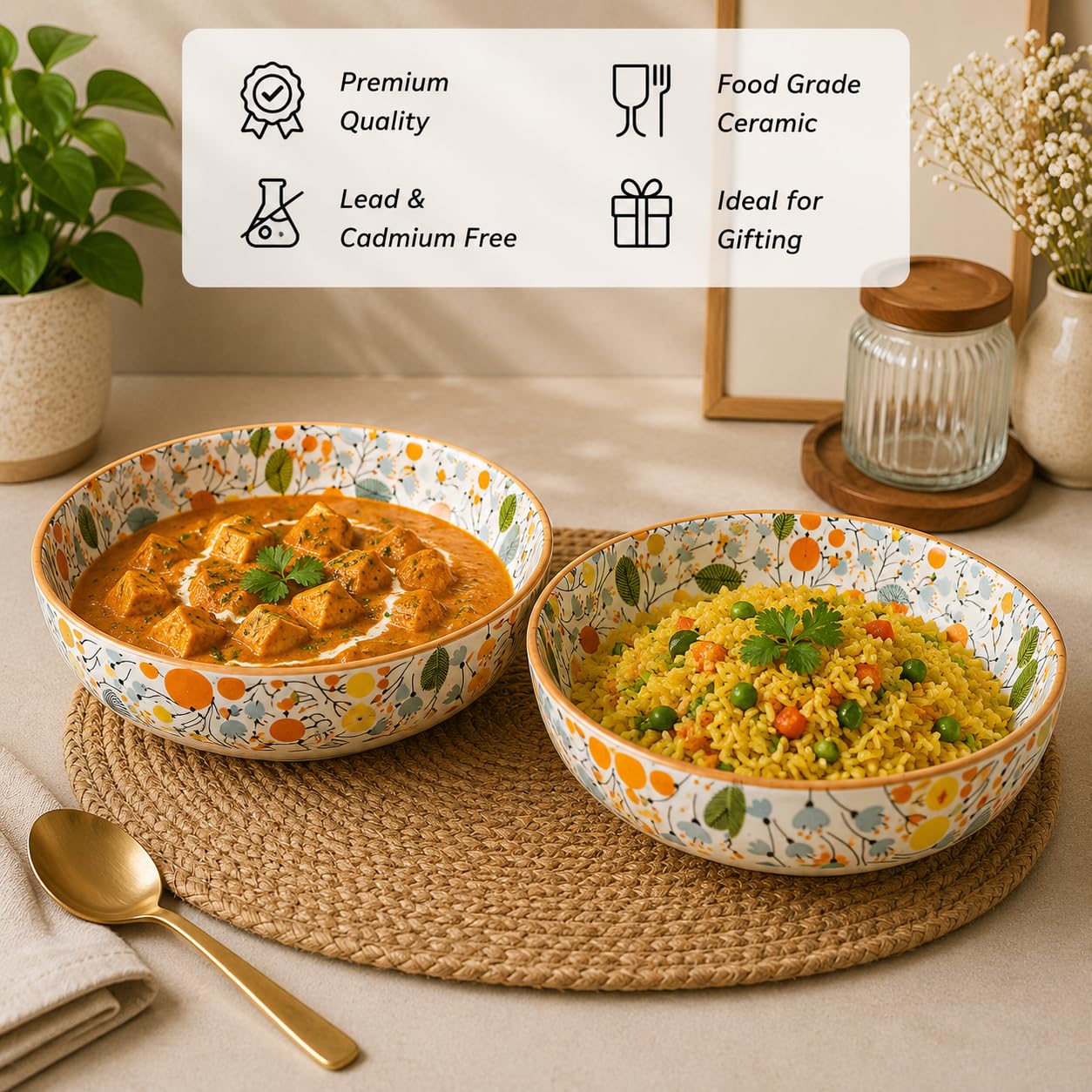 Niyara Premium Orange leaf bowls set of 2