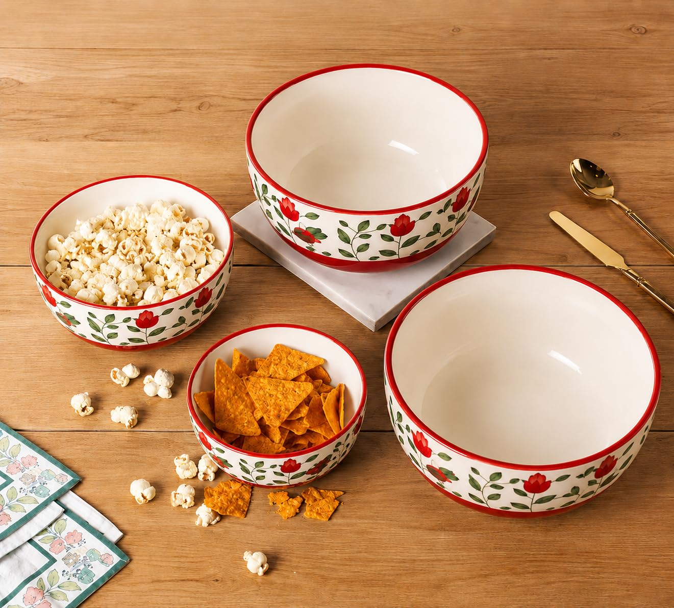 Niyara red leaf bowls set of 4