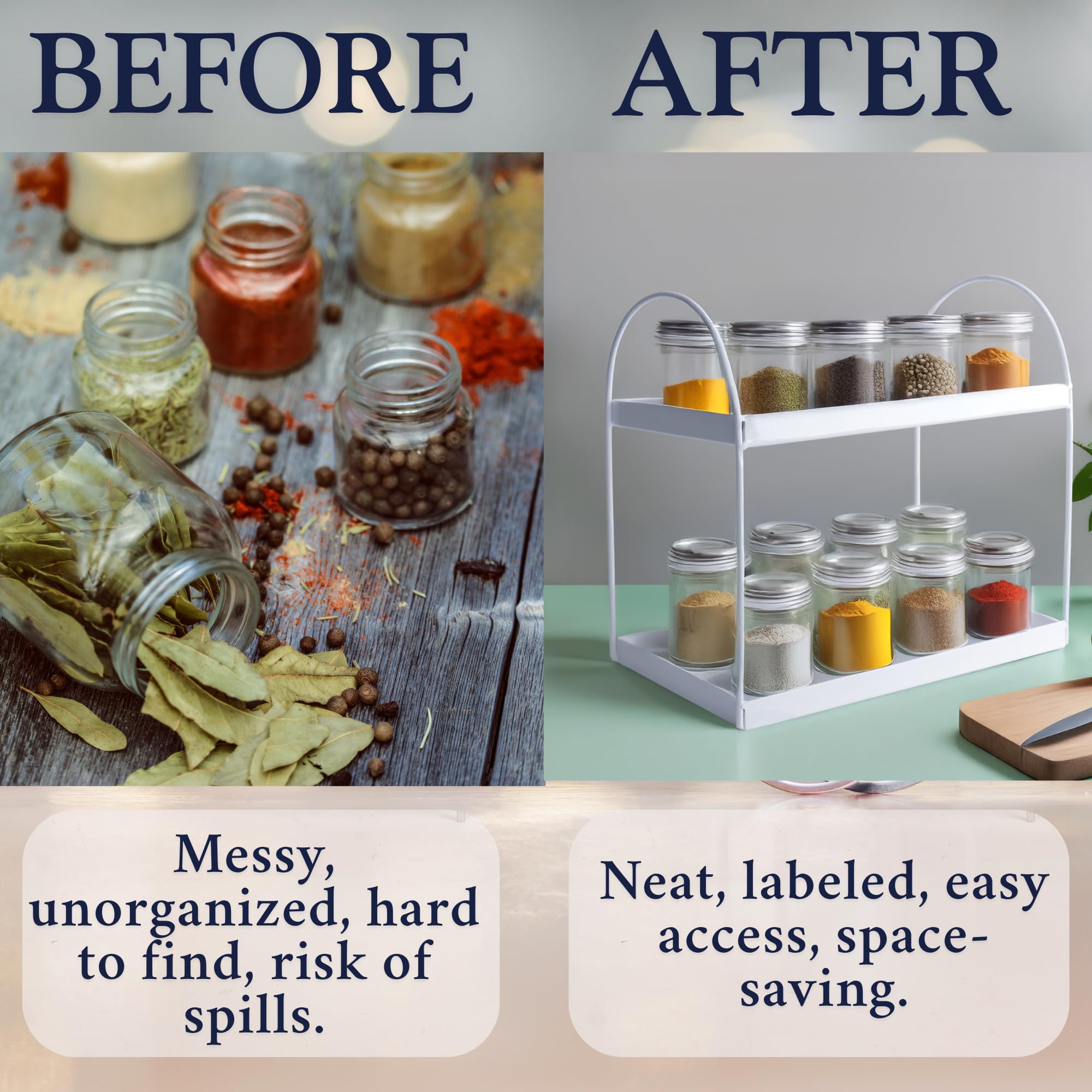 2-Tier Metal Heavy Duty Stand Round White spice rack