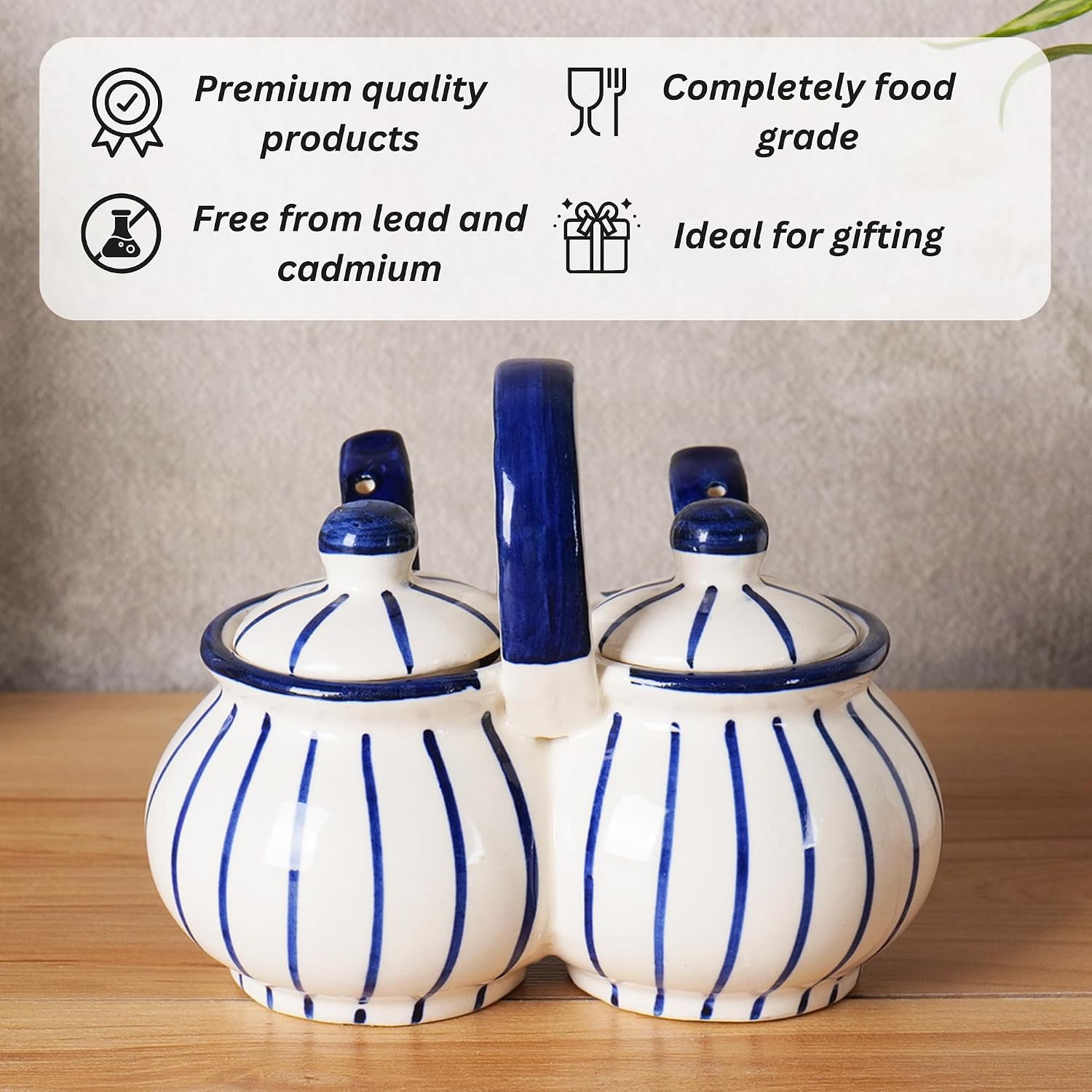 Niyara Blue line lota pickle design set of 2