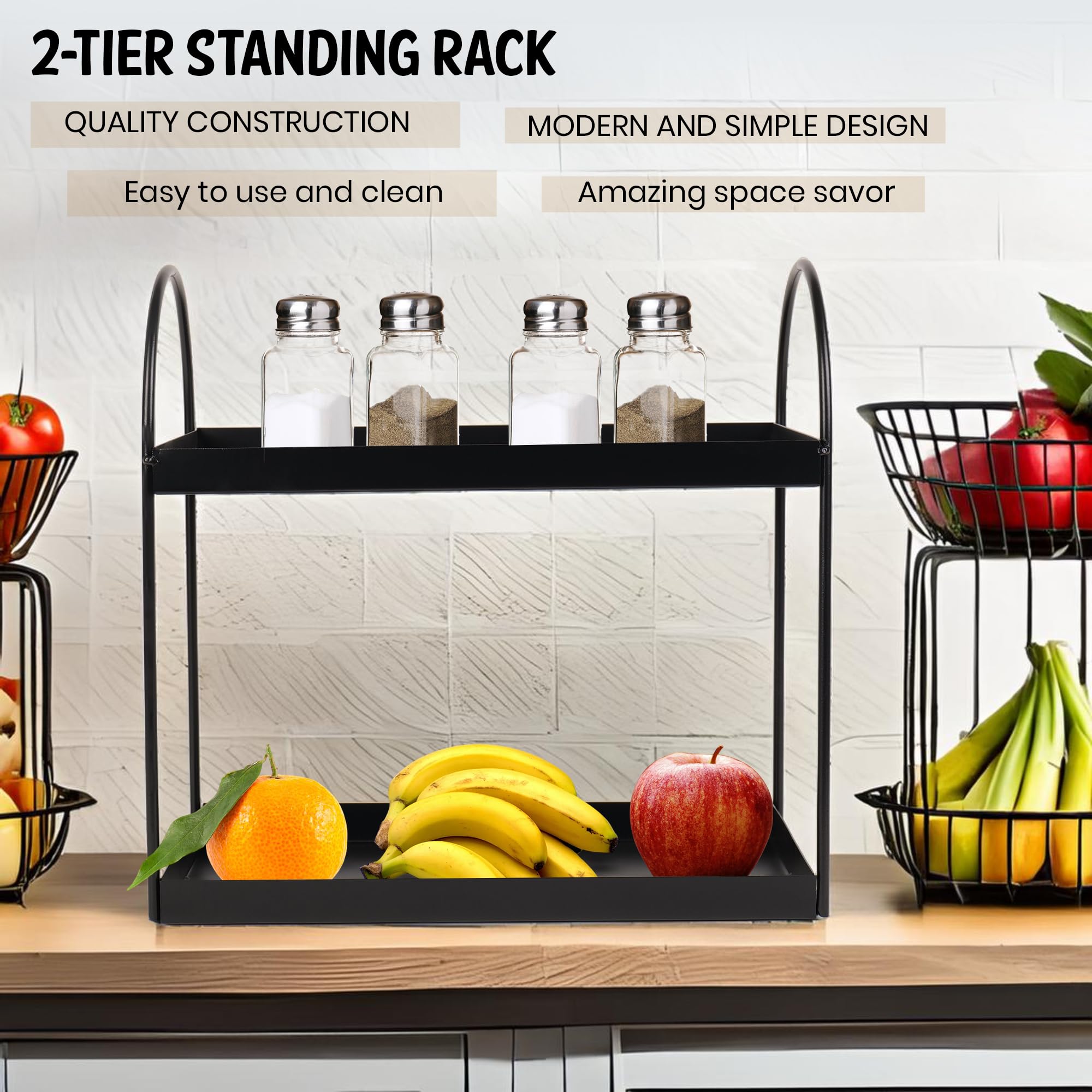 2-Tier Round Black Spice Rack
