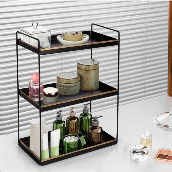 3-Tier Square Black with Golden spice rack – Niyara