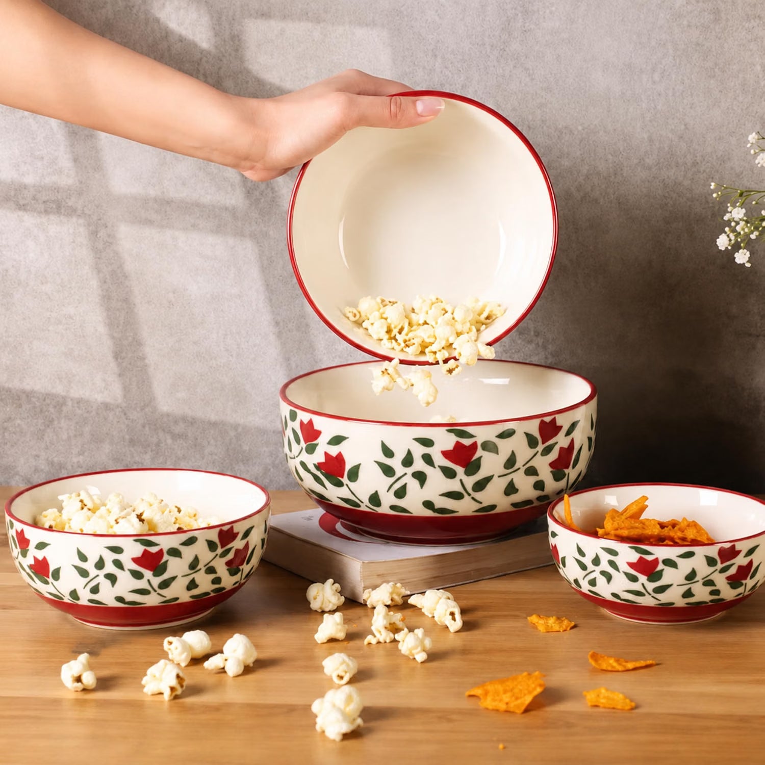 Niyara red leaf bowls set of 4